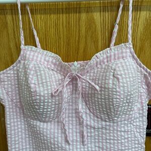 No Boundaries Pink and White Gingham Dress‎